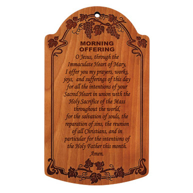 7" Morning Offering Carved Wood Plaque