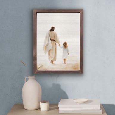 Wonderous Watercolors Collection Framed Linen Art - Jesus Walking