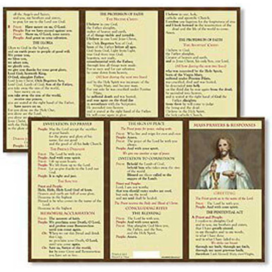 Mass Prayers and Responses Trifold Pocket Prayer Card - 24/pk