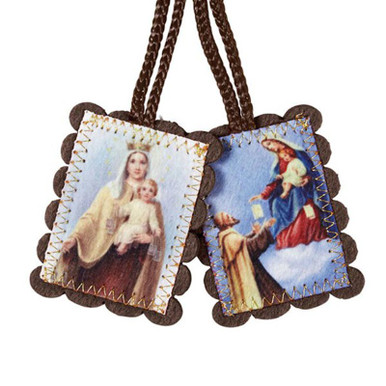 Large Brown Wool Scapular - 12/pcs
