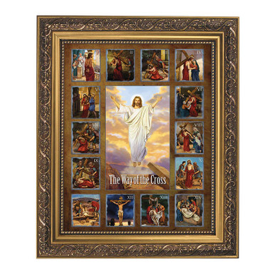 Stations of the Cross Gold Tone Framed Print - [Wholesale]Christian ...