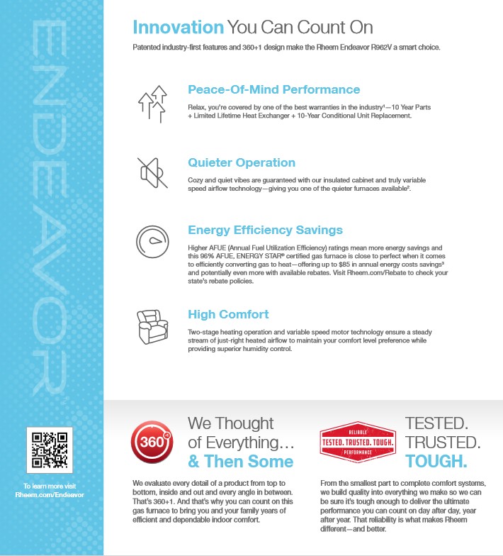 Rheem 96% Two Stage 85K BTU Gas Furnace R962V0855A21M4SCAP
