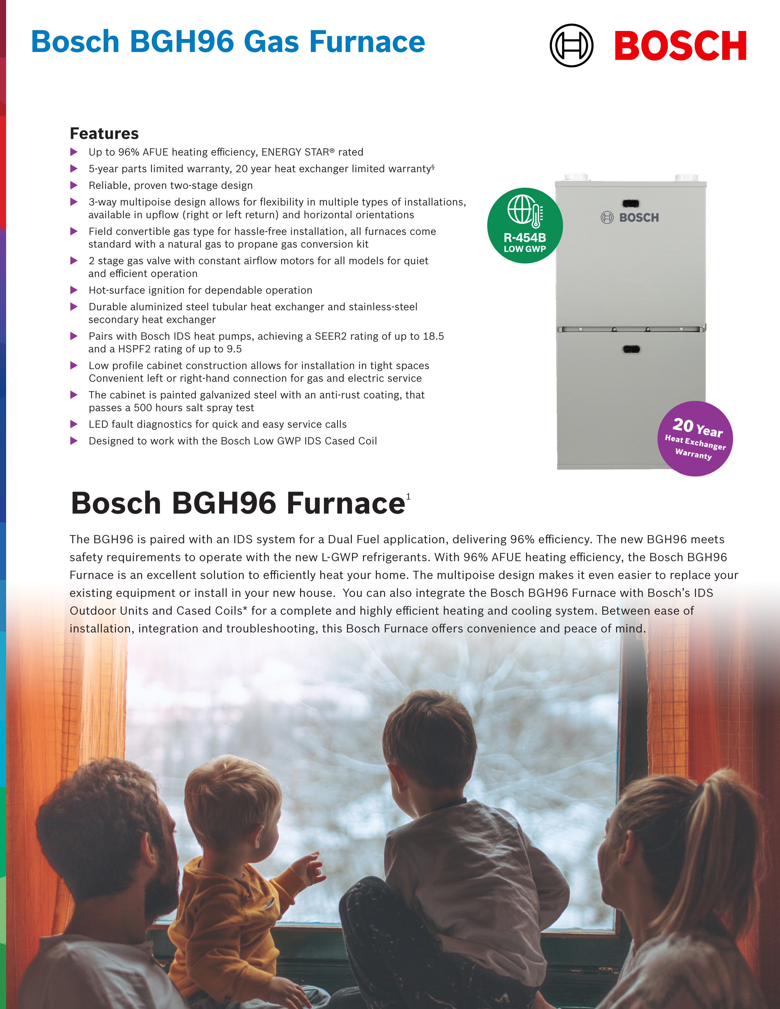 52228 | Bosch R454B 96% AFUE Two Stage 80K BTU Gas Furnace