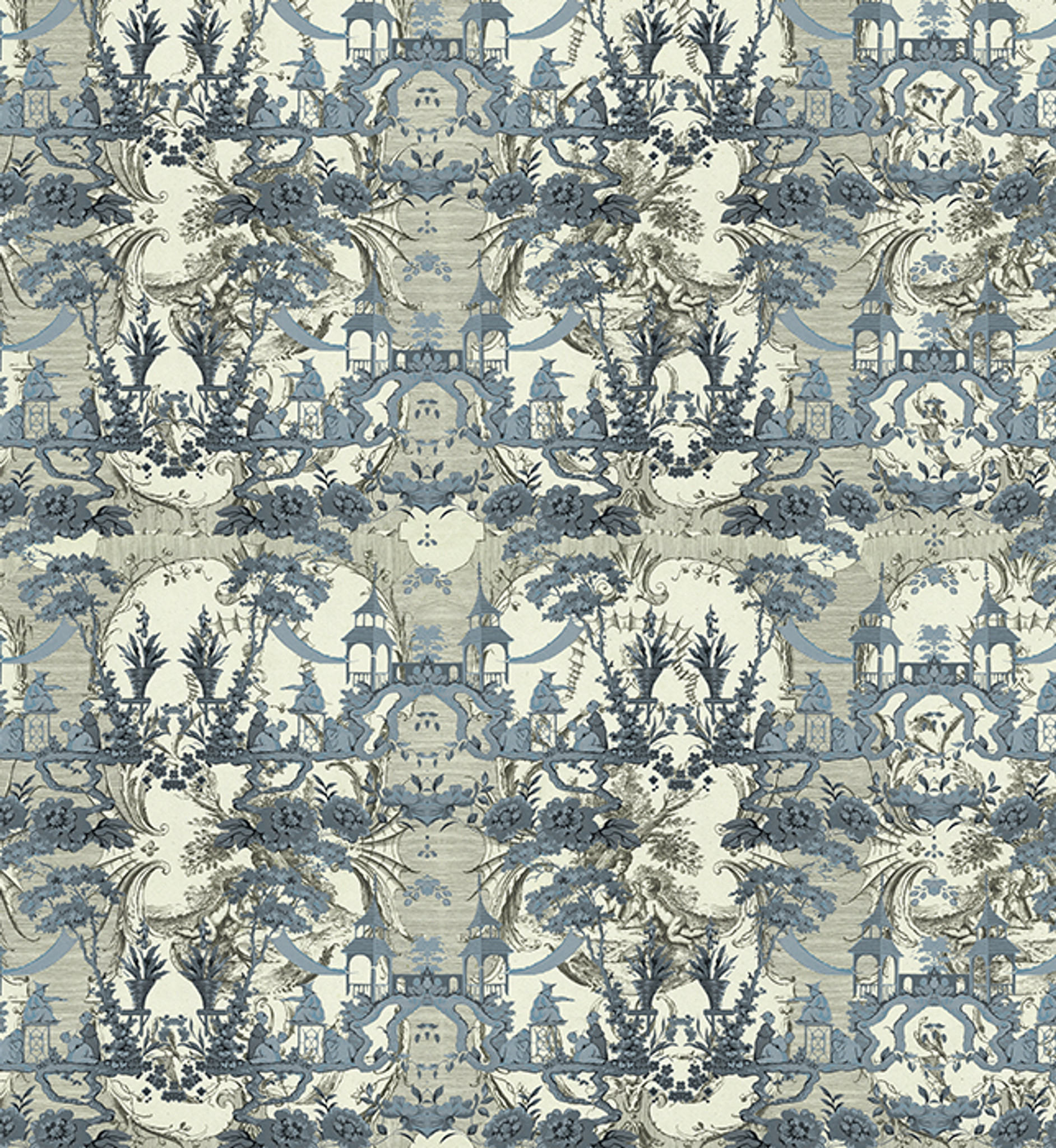 Wallpaper - Chinoiserie - Lucky Jade Garden - Pale Blue