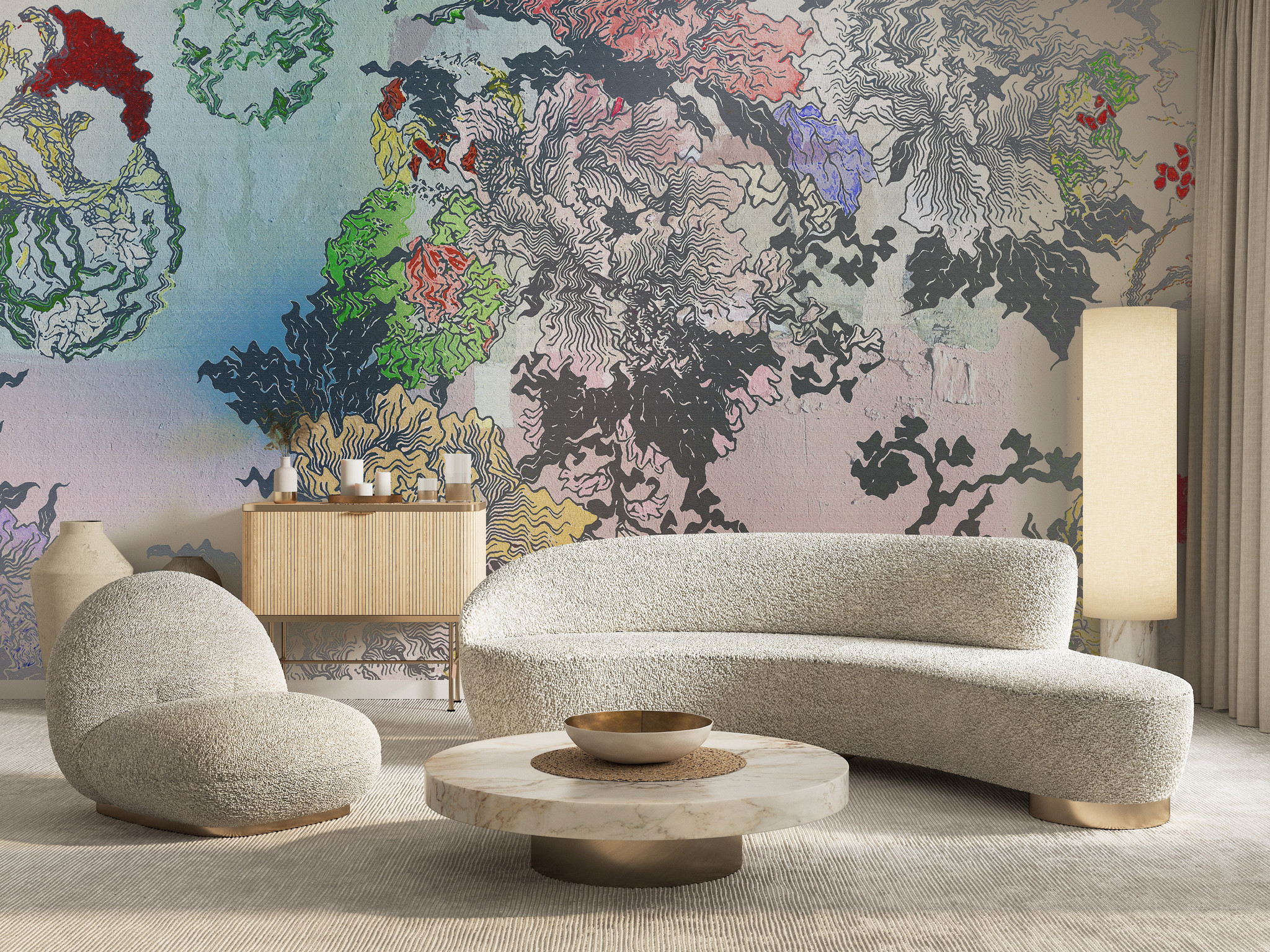 Wallpaper - Floating World - Oriental - Rose