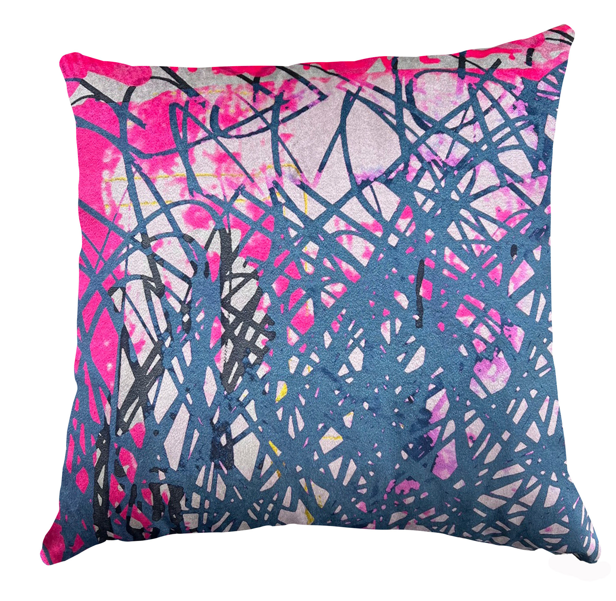 Cushion Cover - Scribble - Midnight Blue with Fuchsia