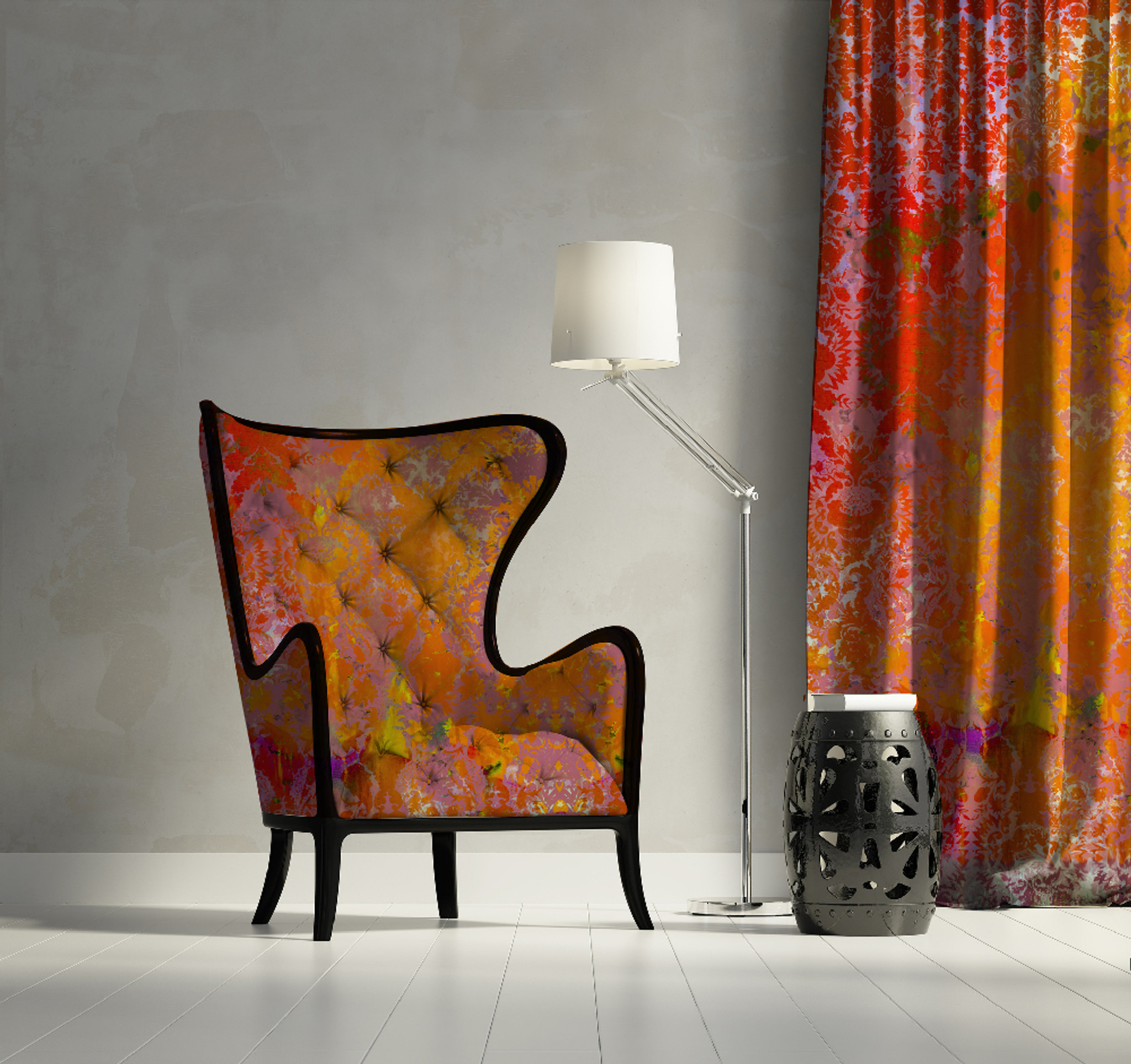 Fabric - Colour Crash - Saffron Damask