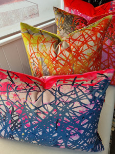 Cushion Cover - Scribble - Midnight Blue with Fuchsia