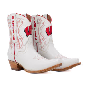 Sarah - Gameday Women's Shorty Ivory Western Boot - Wisconsin Badgers