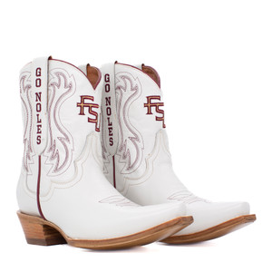Sarah - Gameday Women's Shorty Ivory Western Boot - Florida State Seminoles