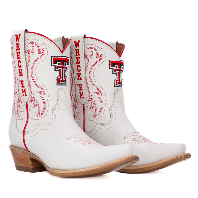 Sarah - Gameday Women's Shorty Ivory Western Boot - Texas Tech Red Raiders