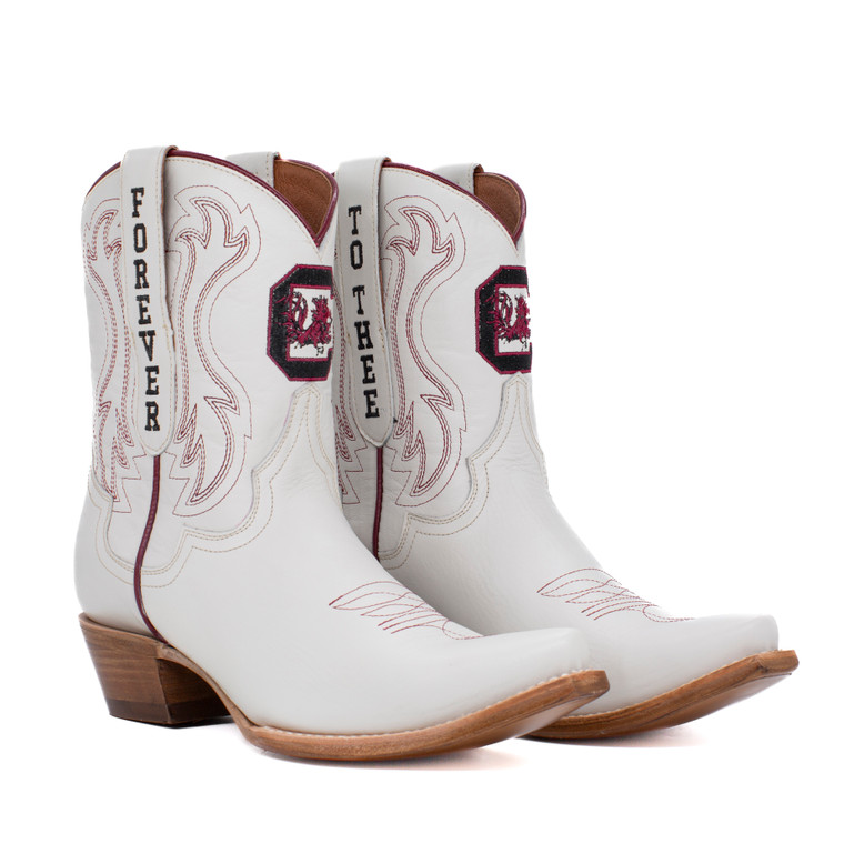 Sarah - Gameday Women's Shorty Ivory Western Boot - South Carolina Gamecocks