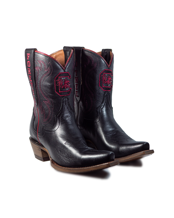 Sarah - Gameday Women's Shorty Black  Western Boot - South Carolina Gamecocks