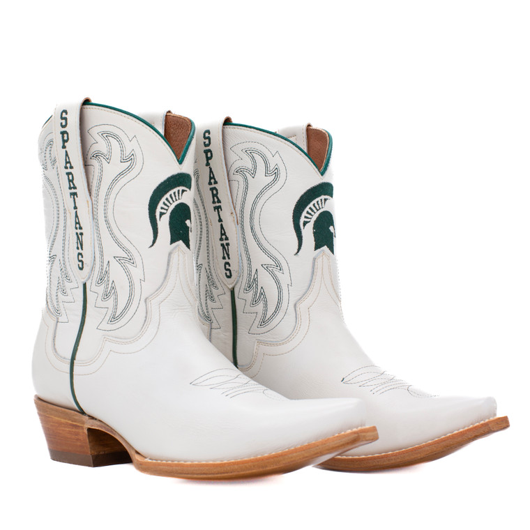 Sarah - Gameday Women's Shorty Ivory Western Boot -Michigan State Spartans