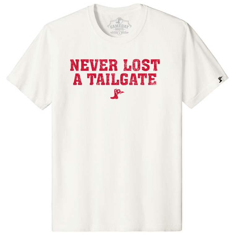 Gameday Unisex Never Lost A Tailgate Cotton S/S Tee - White/True Red