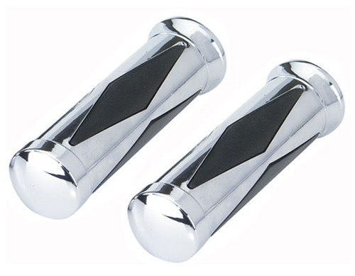 Chopper Black/Chrome Plastic & Rubber Diamond 625 Grips