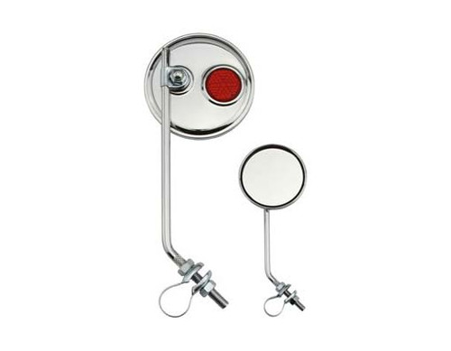 Lowrider Chrome Steel Round Red Reflectors Mirrors
