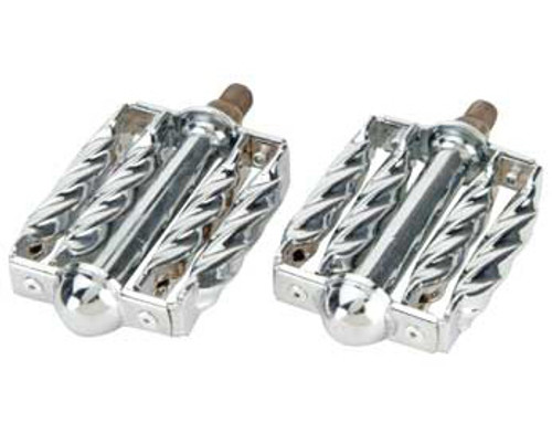 Lowrider Chrome Steel Double Square Twisted Pedals 1/2"