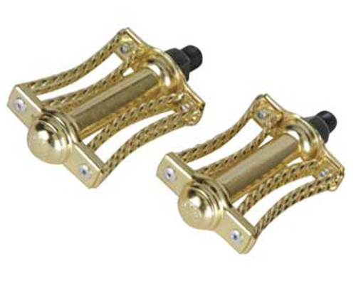 Lowrider Gold Steel Double Square Twisted Butterfly  Pedals 1/2"