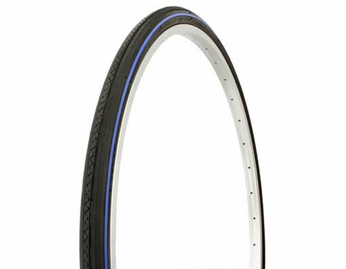 Fixed Gear 27" Black Rubber Duro Blue Side Line HF-156.  Tires 27" x 1 1/4"