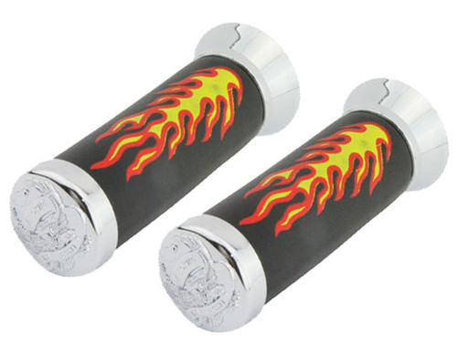 Custom Bicycle Grips Dots Black//Chrome Skull End Bikes