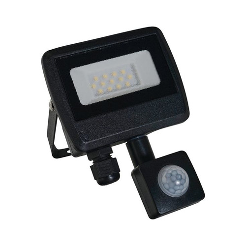 10W 6500K PIR LED Slimline IP65 Black Flood Light With Samsung Technology
