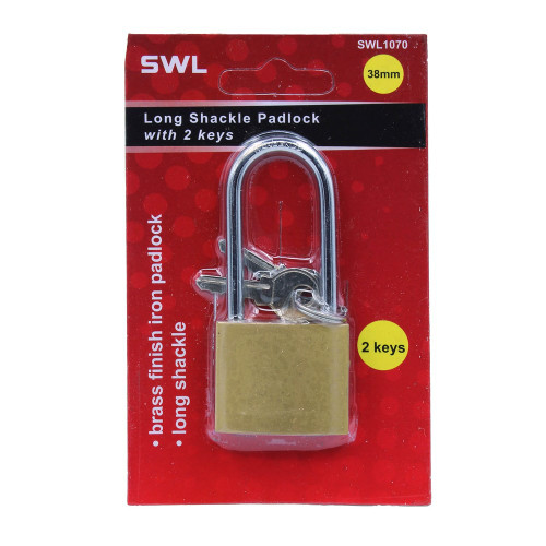 LONG SHACKLE PADLOCK 38MM BRASS FINISH