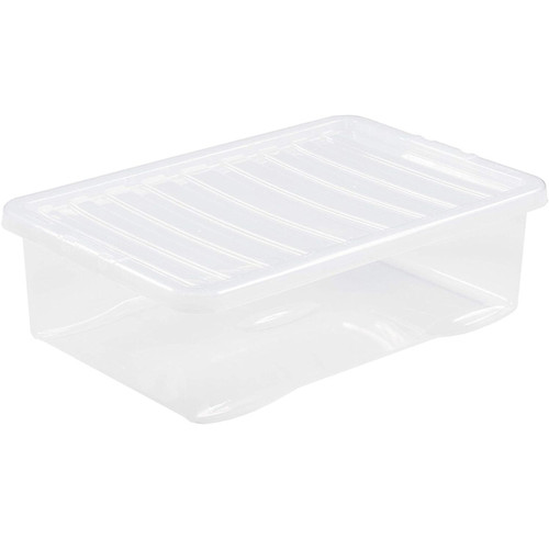 Plastic Underbed Storage Box with Clear Lid 45L