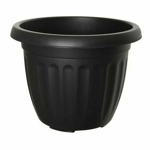 Round Ribbed Plastic Planter Black
40cm
