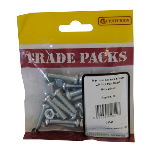 Machine Screws & Nuts - Zinc Plated - Slot Pan Head - M6 x 25mm - (18 PK)