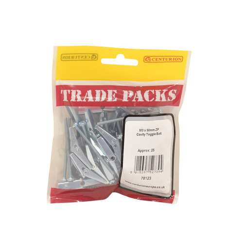 Cavity Toggle Bolt - Zinc Plated - M3 x 50mm - (25 PK)