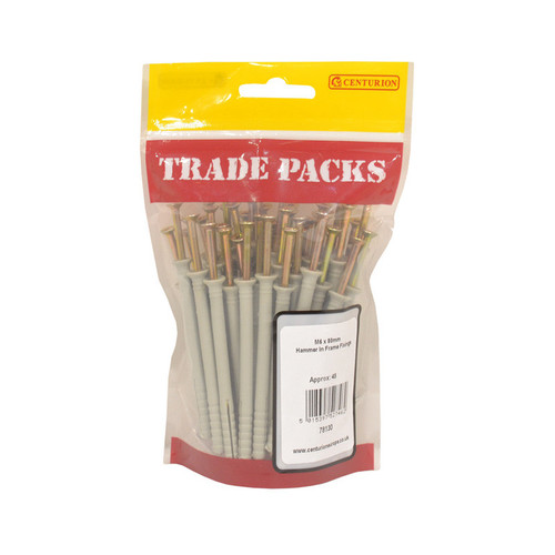 Hammer In Frame Fixings - Zinc Plated - M6 x 80mm - (45 PK)
