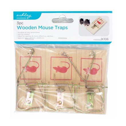 3PC WOODEN MOUSE TRAPS