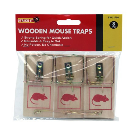 SWL - WOODEN MOUSE TRAP - 3 PACK