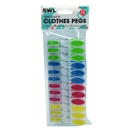 SWL - SOFT TOUCH CLOTHES PEGS - 12 PACK