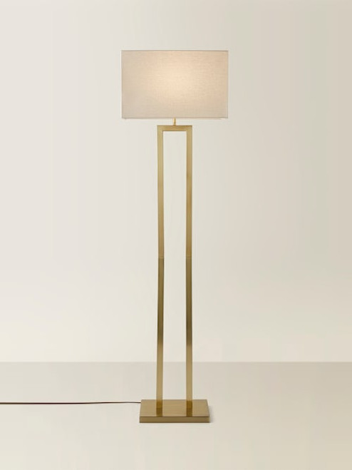 Gold Double Stem Floor Lamp with Rectangular Shade