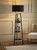 Matte Black Tripod Floor Lamp with XL Black and Gold Shade