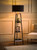 Matte Black Tripod Floor Lamp with XL Black and Gold Shade