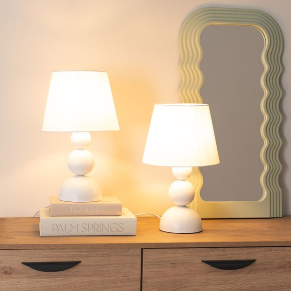 Pair of Winnie Touch Table Lamps in Cream
