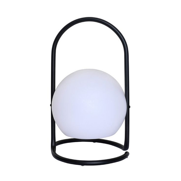 Corte Black Metal RGB LED Rechargeable Table Light with White Globe Shade