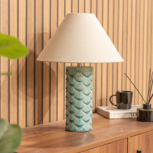 Shell Ceramic Table Lamp in Aqua
