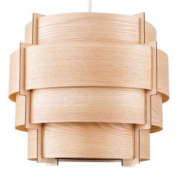Persia NE Wood Veneer Stepped Drum Pendant Shade