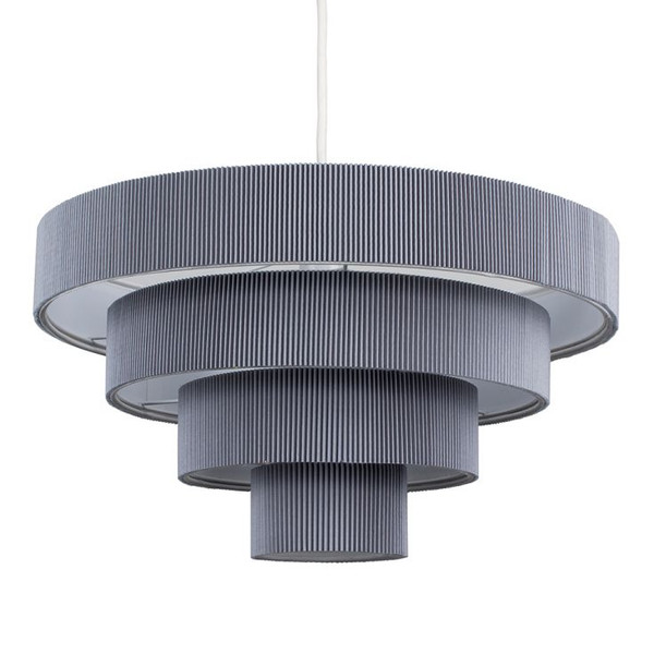 Nevada 4 Tiered NE Pleated Pendant Grey