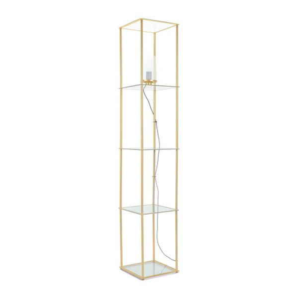 Gobie Clear Glass Shelved Floor Lamp in Gold