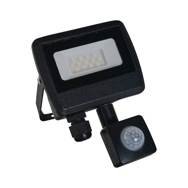 10W 6500K PIR LED Slimline IP65 Black Flood Light With Samsung Technology