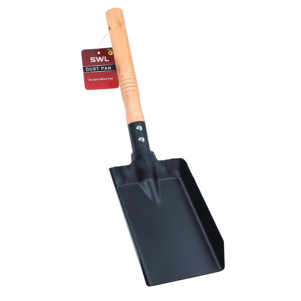 4" METAL DUST PAN WITH WOODEN HANDLE