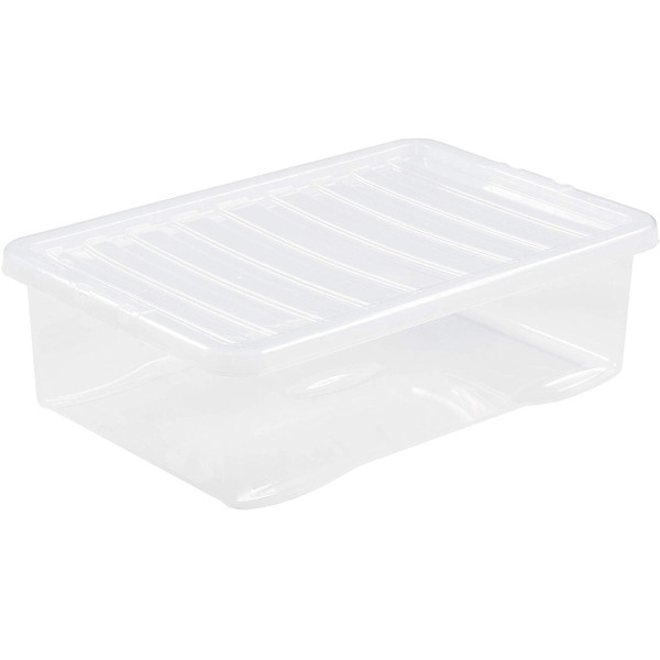 Plastic Underbed Storage Box with Clear Lid 45L