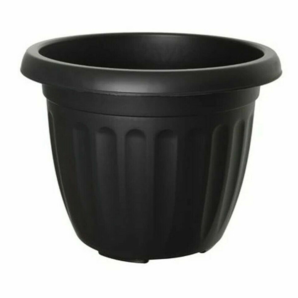 Round Ribbed Plastic Planter Black
40cm
