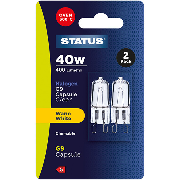 Status 40W Halogen Clear Warm White
G9 Capsule Light Bulb 2 Pack