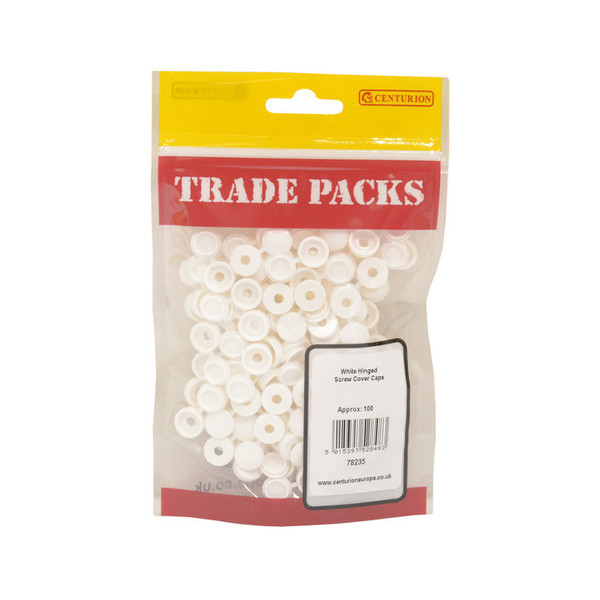 Screw Covers - White Hinged - 6-10 Gauge Screw - (100 PK)